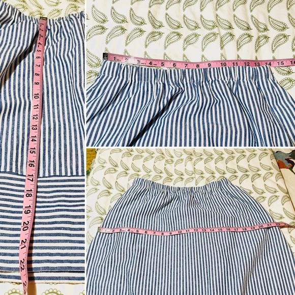 J. Crew Factory Blue and White Striped Cotton Blend Knee Length Skirt A-Line M - Picture 7 of 8